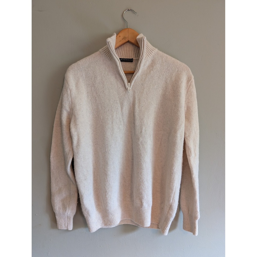 Brandy Melville Quarter Zip Wool Blend Sweater Cream MN935 One Size